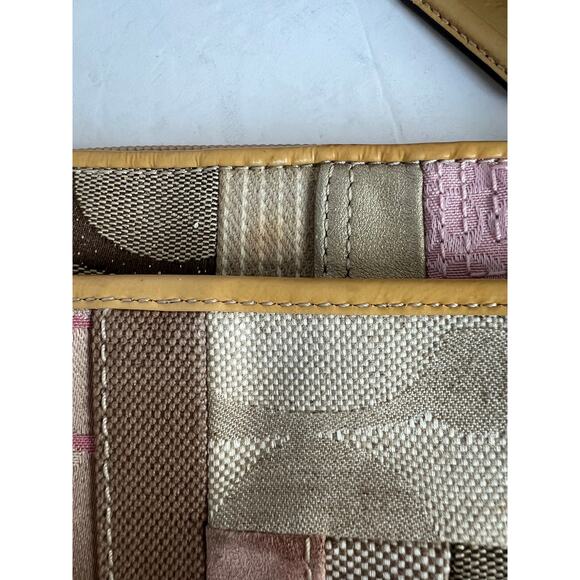 Coach Pink and Tan Patchwork Signature Jacquard Crossbody Strap Bag - Picture 9 of 11